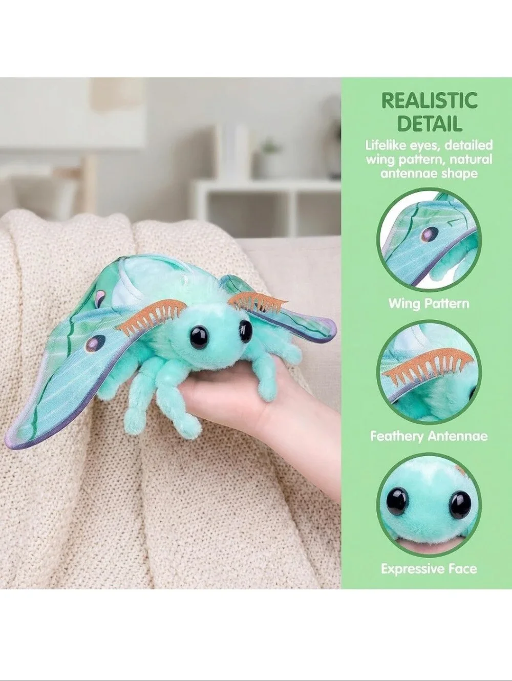 Plush Sea Moth Toy - Teal Aquatic Stuffed Animal